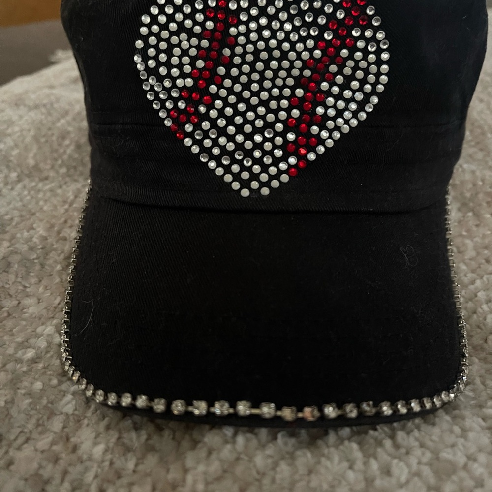 Black Rhinestone Embellished Cap